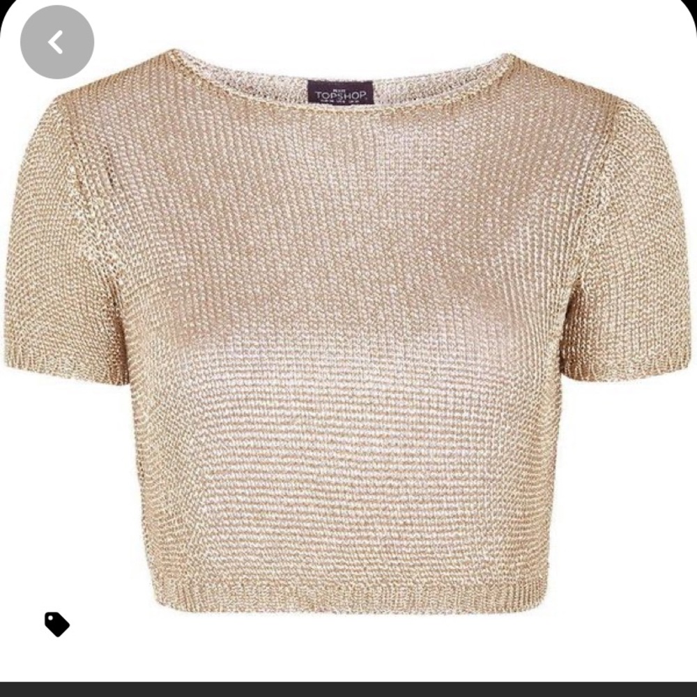 Topshop metal yarn crop top
